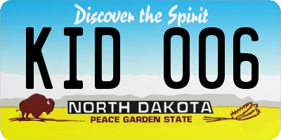 ND license plate KID006