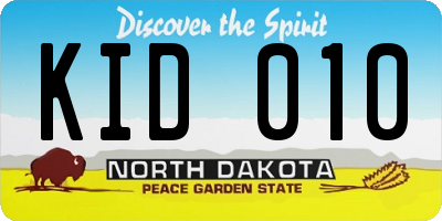 ND license plate KID010
