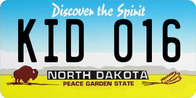 ND license plate KID016