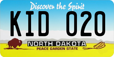 ND license plate KID020