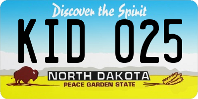 ND license plate KID025