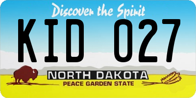 ND license plate KID027
