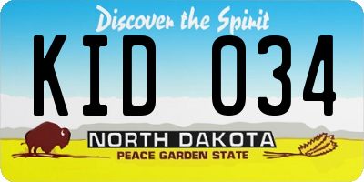 ND license plate KID034