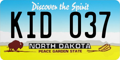 ND license plate KID037