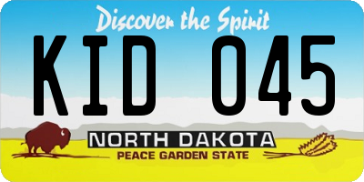 ND license plate KID045