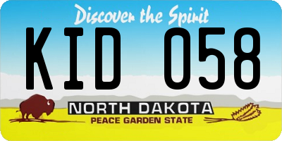 ND license plate KID058