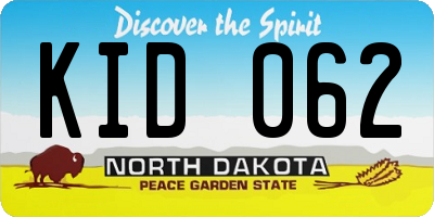 ND license plate KID062