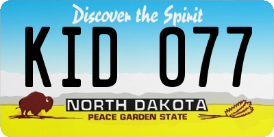 ND license plate KID077