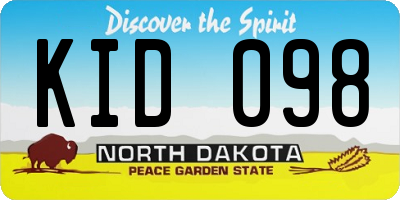 ND license plate KID098