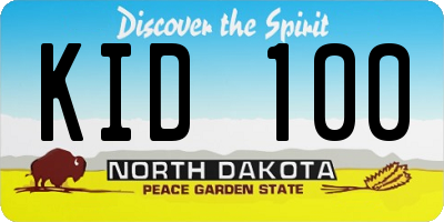 ND license plate KID100