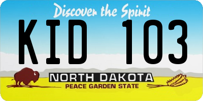 ND license plate KID103