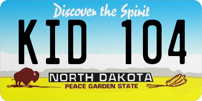 ND license plate KID104