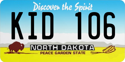 ND license plate KID106