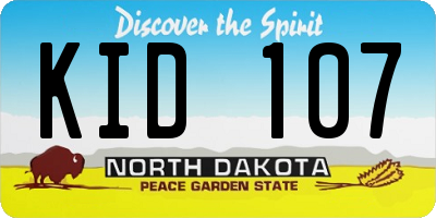 ND license plate KID107