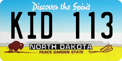 ND license plate KID113