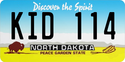 ND license plate KID114