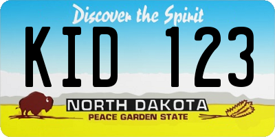 ND license plate KID123