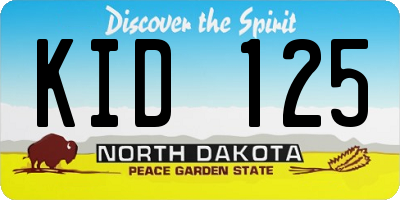 ND license plate KID125