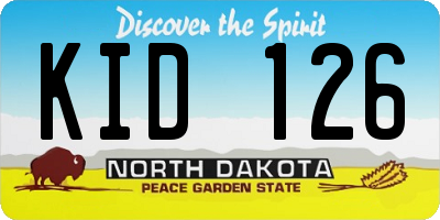 ND license plate KID126