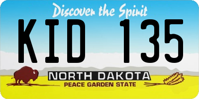 ND license plate KID135