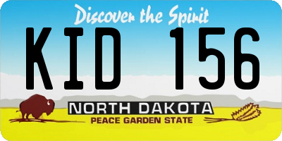 ND license plate KID156