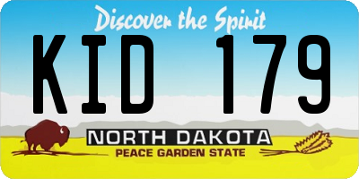 ND license plate KID179