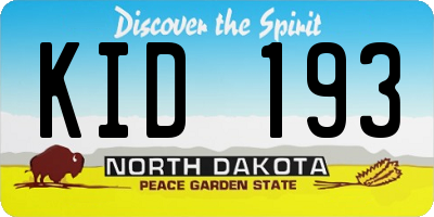 ND license plate KID193
