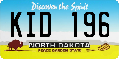 ND license plate KID196