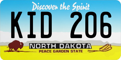 ND license plate KID206