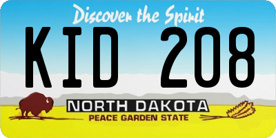 ND license plate KID208