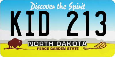 ND license plate KID213