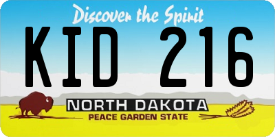 ND license plate KID216