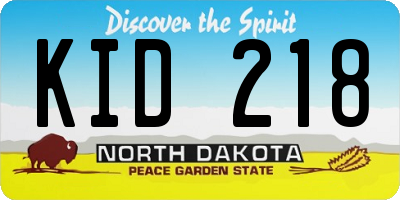 ND license plate KID218
