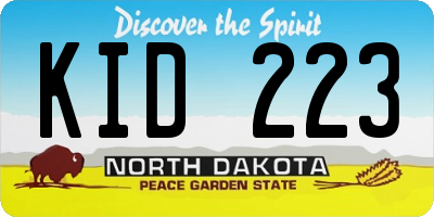 ND license plate KID223
