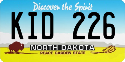 ND license plate KID226