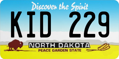 ND license plate KID229