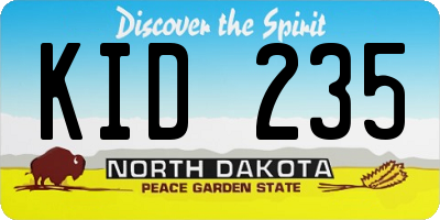 ND license plate KID235