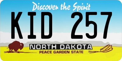 ND license plate KID257