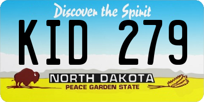 ND license plate KID279