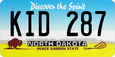 ND license plate KID287