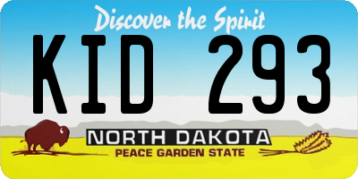 ND license plate KID293