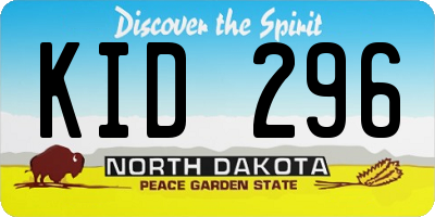 ND license plate KID296