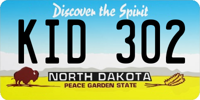 ND license plate KID302