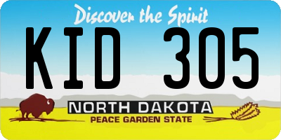 ND license plate KID305
