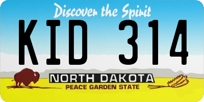 ND license plate KID314