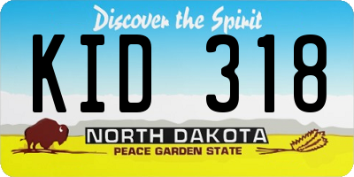 ND license plate KID318