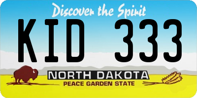 ND license plate KID333