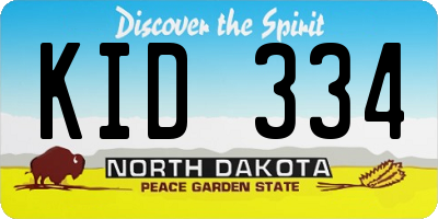 ND license plate KID334