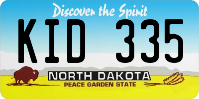 ND license plate KID335