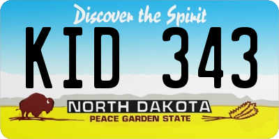 ND license plate KID343